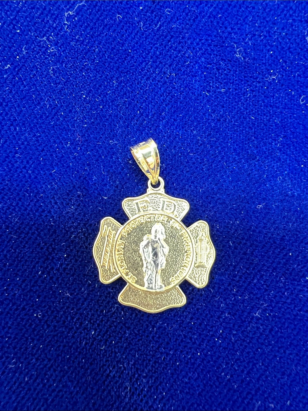 14K Two tone Gold St. Christopher Medallion Pendant - Man and Women's Jewelry